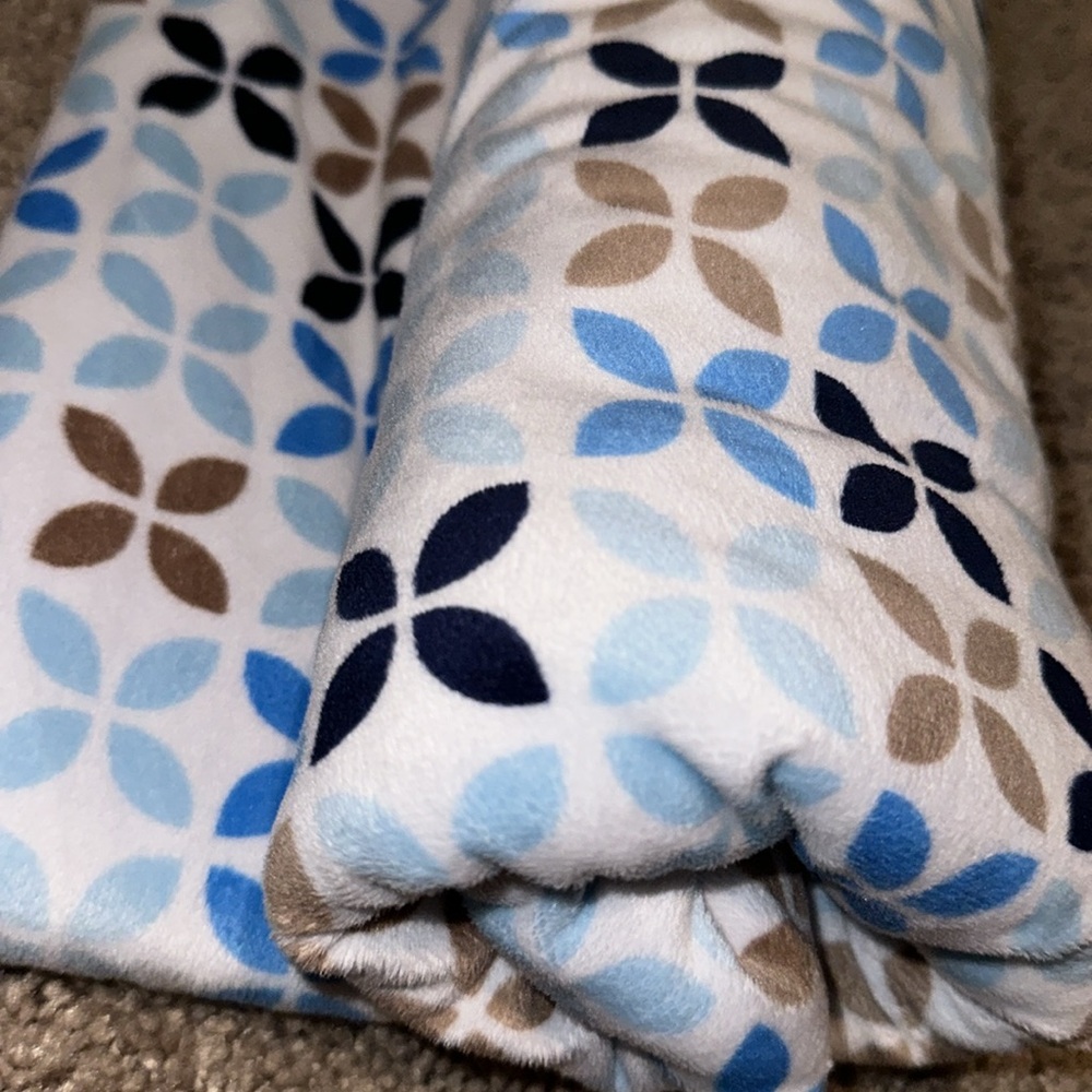 BABY BLANKET BLUE AND BROWN